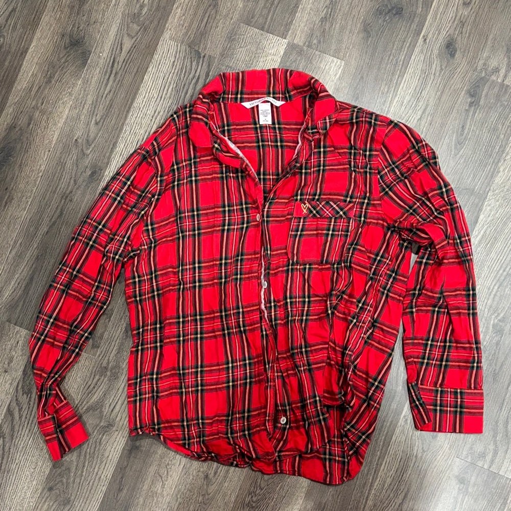 Victoria's Secret Red Plaid Pajama Top